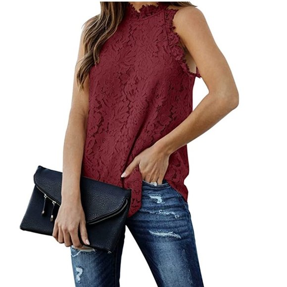 Boutique | NWT Boho Lace Top | Color: Burgundy | Size: S - Picture 3 of 5